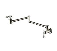 Robinetterie, Robinet Remplisseur de Casseroles, Robinet D'Évier de Cuisine Mural Pliable Et Extensible Avec Bras Pivotant À Double Articulation, Trouique, Deux Poignées, Nickel Brossé.