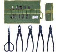 Robin's Garden Kit d'outils de bonsaï - 5 outils - Ciseaux à bonsaï, sécateur concave, élagueuse sphérique, pince coupe fils bonsaï, pince Jin et étui en toile, professionnels