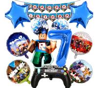 Robl Lot de 12 ballons de décoration d'anniversaire Rob-llx pour garçon de 7 ans - Décoration d'anniversaire Rob-lx - Ballon en aluminium - Décoration d'anniversaire d'enfant