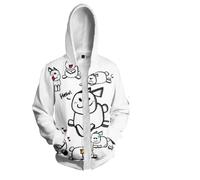 Roblox Forsaken Gubby Sweat à capuche unisexe surdimensionné avec fermeture éclair Motif animaux de dessin animé Blanc, Blanc., M