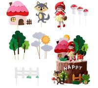 RobLuX 14 Decoration Gateau Anniversaire Décoration de Gâteau du Petit Chaperon Rouge Deco Gateau Anniversaire Plugin Gâteau Petite Fille Convient aux Fêtes D'anniversaire D'enfants