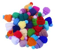 RobLuX 60 Pièces Mini Bonnets Tricotés Petits Chapeaux Plats à vin Bonnet de Noël Mini Bonnets en Laine Décoration de Noël Décoration Artisanale DIY (Couleurs Aléatoires)