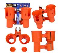Robo Cup Porte-gobelet Double, Pince à Clip sur de Multiples usages: Boissons, Canne à pêche, Outils, bâton de Tambour, Plage, Orange
