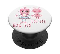 Robo Girl Robot Sister Robotic Lil Sis Big Sis Match Frère et sœur PopSockets PopGrip Adhésif