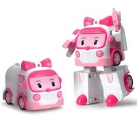 ROBOCAR POLI 54210 Robocar Transformable Ambre l'ambulancière-Réplique Officielle-Se transforme Robot ou en Voiture Super rapidement-10 cm-Jouet Maternelle, Plastique, Multicolore, 10 cm