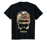 Robocop Casque Floral Tropical T-Shirt, Enfant, Noir, 2 Ans