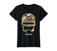 Robocop Casque Floral Tropical T-Shirt, Femme, Noir, 3XL