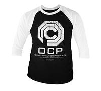 Robocop Officiellement sous Licence Omni Consumer Products Baseball 3/4 Manches T-Shirt (Noir-Blanc), X-Large