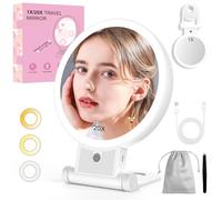 Robofun 1X/20X Miroir Grossissant Lumineux, Miroir Maquillage Lumineux, 3 Couleurs de Lumière, et Luminosité Réglable de 20% à 100%, Miroir de Voyage - 2500mAh