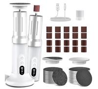 Robofun 2025 Nou Râpe à Pieds Pédicure Electrique avec LED Affichage, 2 en 1 Ensemble Râpe Électrique Pied Professionnel avec Limes à Pieds et Vernis à Ongles, 6 Vitesses - Blanc