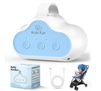 Robofun Balançoire Automatique Pour Bébé, Babymoov Balancelle, Balancelle Bebe Electrique Avec 3 Intensités De Secouement, Minuterie 30-60-90 Min, Charge USB-C, Universel Pour Poussette Et Buggy