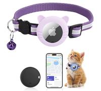 Robofun Collier GPS Chat Tracker, Tracker GPS avec Apple AirTag, Traceur pour Chat & Chie, Suivi en Temps Réel pour Animaux De Compagnie, VéHicules, CléS Et Bagages, 19-32 cm (iOS Uniquement)