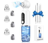 Robofun Extracteur de points noirs pour le visage 4 modes & 6 pointes d'aspiration & réservoir d'eau visible & compresse chaude, 75 kpa super puissance d'aspiration pour le nettoyage du visage,