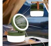 Robofun Lampe Camping Rechargeable,Lanterne Camping Solaire à LED avec Ventilateur, 4 Modes D'éclairage, 3 Vitesses de Vent pour Camping, Aventure, Pêche, Equipement D'urgence-Vert