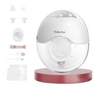 Robofun Tire Lait Electrique Main Libre, le Tire-Lait Silencieux avec 4 Modes et 12 Niveaux de Suction, 1 Pièces Breast Pump Avec Couvercle Anti-Poussière - Blanc