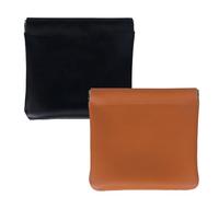 ROBOHOOK Lot de 2 petites pochettes de maquillage en cuir avec clip pour pièces de monnaie, rouge à lèvres, maquillage, cartes, bijoux, rouge à lèvres, accessoires cosmétiques (noir + caramel), Noir