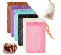 ROBOHOOK Lot de 6 sacs à savon en maille pour barre de savon, barre de shampooing, exfoliant à suspendre avec cordon de serrage (5 couleurs, 14 x 8,9 cm)