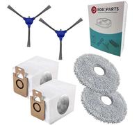 Roboparts Pièces de rechange compatibles avec Cecotec Conga Y100. 2 serpillères d'évacuation, 2 brosses latérales et 2 sacs de rechange pour robot aspirateur