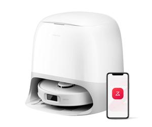Roborock Qrevo Curv S5X Robot aspirateur laveur avec station d'aspiration, système anti-emmêlement double, puissance d'aspiration 18 500 Pa, lavage à l'eau chaude 75°C et détection intelligente de la