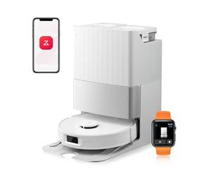 roborock Qrevo Edge S5A Aspirateur Robot 18,500Pa, Robot Aspirateur Laveur avec Double Système Anti-Enchevétrements, DuoDivide Brosse & FlexiArm Serpillière, ChÃssis AdaptiLift. Lavage à l'eau Chaude