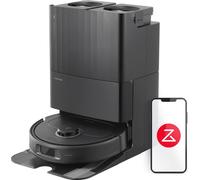 Roborock Qrevo Pro 7000 Pa Aspirateur robot avec station d'accueil tout-en-un, lavage de la vadrouille à l'eau chaude à 60 °C, palette de levage (10 mm), noir