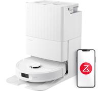 Roborock Qrevo Pro Aspirateur robot avec station d'accueil tout-en-un, lavage à l'eau chaude 60 °C, serpillière soulevable(10mm), design FlexiArm, 7.000 Pa, APP(Blanc)