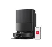 roborock Qrevo S5V Aspirateur robot noir avec station d’entretien, aspiration de 12 000 Pa, serpillières FlexiArm, double système anti-emmêlement, séchage à l’air chaud, évitement des obstacles et nav