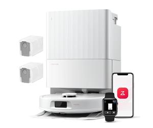 roborock QV 35A Set Aspirateur Robot Laveur, 8000Pa HyperForce, Station Multifonctionnelle, Serpillière Rotative 200 TR/Min & Relevable 10mm, Anti-enchevêtrement, Évitement d'obstacles, Cartographie