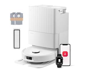 roborock QV 35S Robot Aspirateur Set, 10 000 pa d'Aspiration, Double Système Anti-Enchevêtrement, Deux Balais Relevables 10mm, Technologie RéActive & Navigation PreciSense LiDAR, Station Tout-en-Un