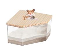 Roborovski Chambre de bain en gravier pour hamster - Unité de spa compacte en plastique transparent, douche pour gerbilles et salle de fouille, toilettes pour petits animaux, contrôle des odeurs, syst