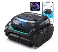Robot Aspirateur de Piscine Sans Fil, Détection de Débris avec Caméra AI, Nettoyage Maître 8-en-1, Filtration à Deux Couches, Moteurs Sans Brosse, pour Piscines jusqu'à 180 m², Contrôle des Applicatio