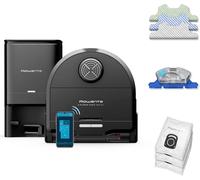 Robot aspirateur laveur noir intelligent multi-surfaces