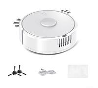 Robot aspirateur rechargeable avec détection avancée d'obstacles, station d'accueil auto-chargée, plusieurs modes de nettoyage, 3 en 1, balai à franges automatique (blanc)
