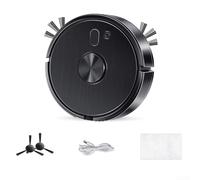 Robot aspirateur rechargeable avec détection avancée d'obstacles, station d'accueil auto-chargée, plusieurs modes de nettoyage, 3 en 1, balai à franges automatique pour la maison (noir)