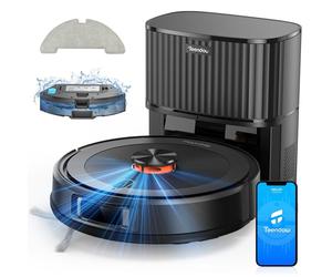 Robot Aspirateur Teendow D10S MAX - 4500Pa Batterie 2600mAh 180min Silencieux 70dB 300ML+260ML - Noir