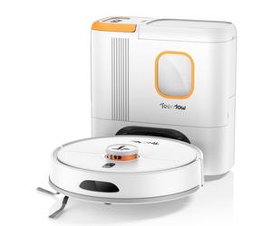Robot Aspirateur Teendow D20S MAX+ - 6000Pa Batterie 5000mAh d'autonomie 180min Silencieux 70dB 250ML+250ML - Blanc