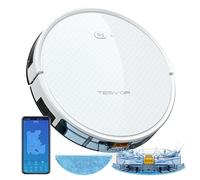 Robot aspirateur TESVOR X500pro - Aspirateur robot 2 en 1 - Navigation gyroscopique intelligente - 350 ml - Réservoir d'eau électronique - Affichage de nettoyage en temps réel pour sols lisses