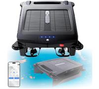 Robot automatique sans fil à énergie solaire pour toutes les surfaces de piscine, avec support d'application, protection des eaux peu profondes et deux moteurs tolérants au chlore au sel