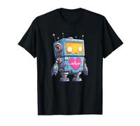Robot Bleu Kawaii avec Panneau Love Beat T-Shirt