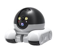 Robot caméra, Robot Wi-FI 1080p avec caméras, 4,33 x 2,48 x 2,83 Pouces AI alimenté par Wi-FI HD Double Objectif Vision 360 degrés contrôle par Application Moniteur à Distance pour Enfant