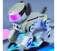 Robot Chien Intelligent Télécommandé avec Commande Vocale IA Cascades et Danse Gris YONIS