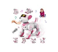 VATOS Robot Chien Télécommandé Rose Enfants - Interactif Chien Robot Programmable 17 Fonctions Cadeaux Jouets pour Filles