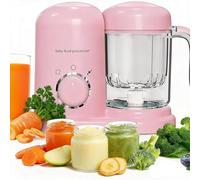 Robot Cuiseur Bébé Multifonction, Cuisson Vapeur et Mixage Automatique, Facile à nettoyer, Mixeur avec Affichage LED Pour Enfants dès 4 Mois, Design Tout-en-Un et Compact (Rose)