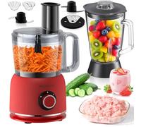 Robot Cuisine Multifonctions 1500W, 2,5L Robot Cuisine et 2L Verre Mixeur Blender Combinés, Avec 2 Vitesses et Fonction Pulse pour Viande, Legume, Smoothie, Extraction de Nutriment et Plus Encore