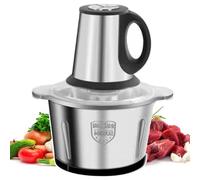 Robot culinaire électrique 400 W Mini hachoir avec 3 réglages de vitesse, lame en acier inoxydable à 5 bords pour hacher la viande, les légumes, les oignons et l'ail