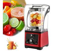 Robot culinaire électrique professionnel de comptoir, mixeur silencieux avec enceinte antibruit, six lames en acier inoxydable, vitesse réglable 2600 W(Red)