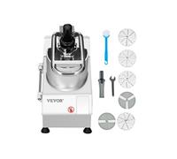 VEVOR Robot culinaire multifonction, 2 trous d'alimentation, hachoir à légumes en acier inoxydable de qualité alimentaire, 750 W, avec 6 lames détachables, broyeur et trancheuse, pour légumes, fruits