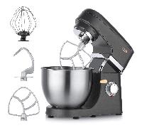 Robot culinaire pétrisseur 1000 W, mélangeur à pâte avec bol mélangeur en acier inoxydable de 5,5 L, système de mélange planétaire, crochet pétrisseur, batteur plat, fouet, protection anti-éclaboussur