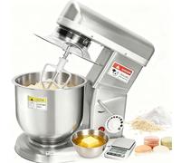 Robot Culinaire Professionnel 500W Commercial sur Socle avec Construction en Acier Inoxydable, Contrôle 3 Vitesses et Set de Pièces Jointes Complet pour Pâte à Pain, Pâte à Gâteau(5L)