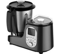 Robot culinaire Sirge avec 20 programmes automatiques, balance en verre intégrée, carafe en acier inoxydable de 2 L, 30 - 120 °C, noir